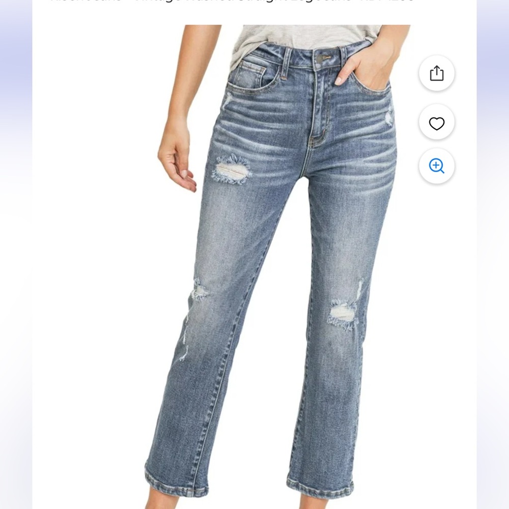Risen OG Distressed Straight Leg Jeans Medium Wash Size 1 (25)